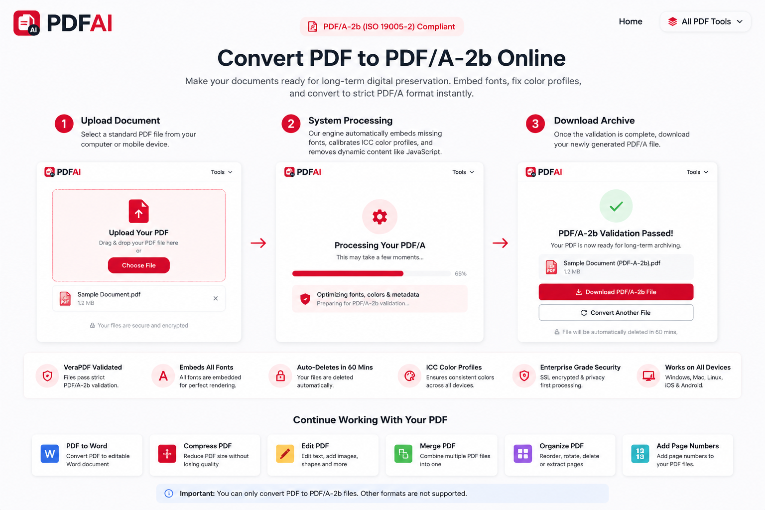 Convert PDF to PDF/A format